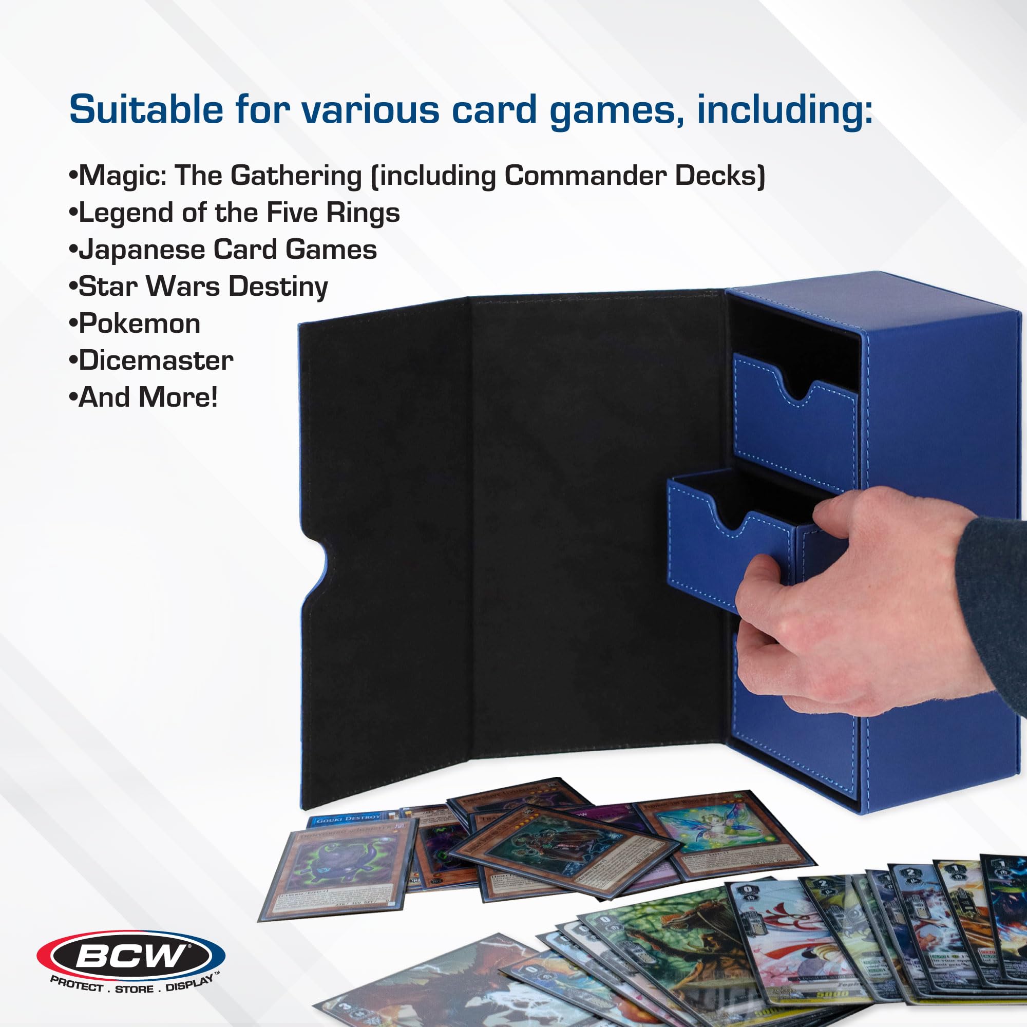 Amazon.com: BCW Deck Vault-LX 200 - Blue | Premium Card Deck Case